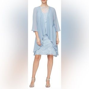 NWT Ignite Evenings 3/4 Sleeve Illusion Sweetheart Neck 2-Piece Jacket D…